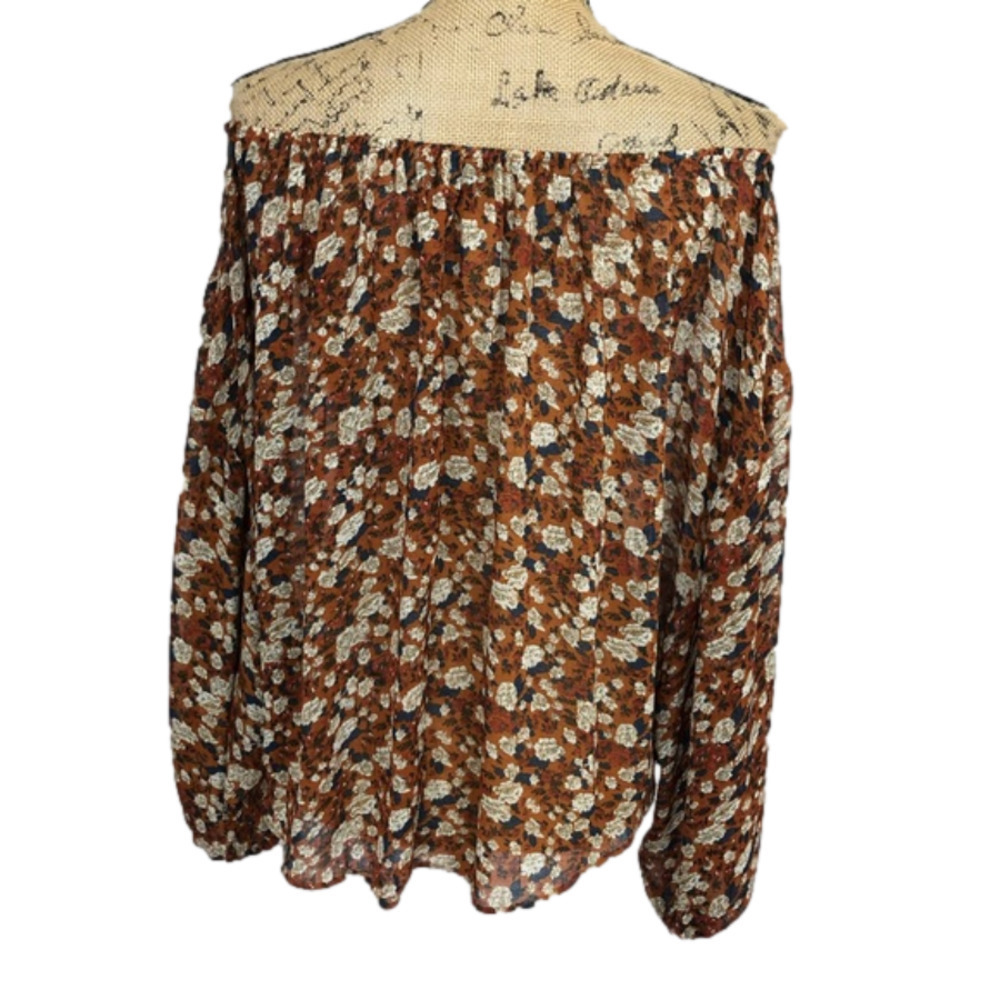 BOUTIQUE Floral Off Shoulder Tie Front Boho Blouse - Picture 4 of 12